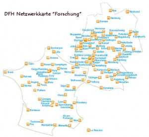 Netzwerkkarte von Frankreich und Deutschland zur Forschung