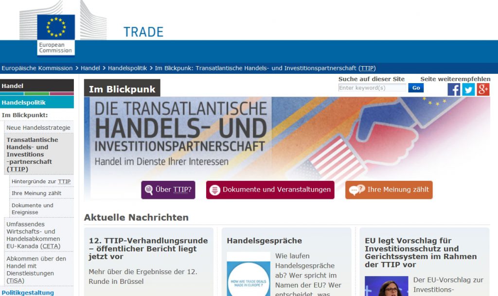 Europa TTIP Infoseite Internet