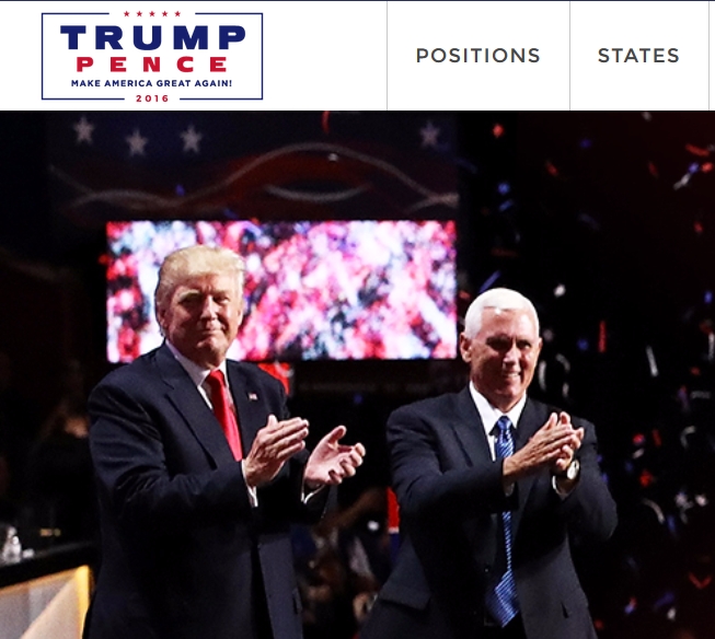 donald trump website screen